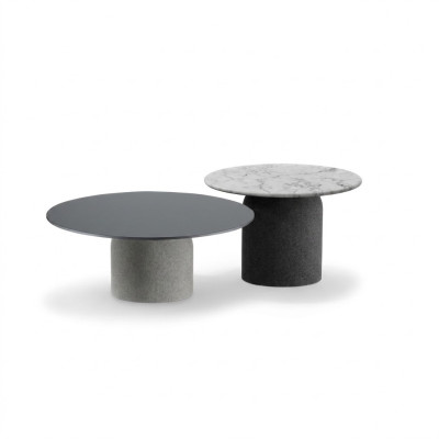 Designer Grauer Couchtisch Set Luxus 2x Tische Runde Beistelltische Neu
