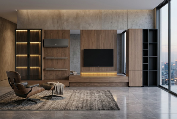Wohnzimmer Wohnwand rtv Lowboard Holz Braun Möbel Fernseh Neu xxl 530cm