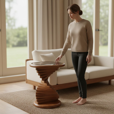 Schicker Beistelltisch Wohnzimmer Modernen Designen Holz Treppen Tisch