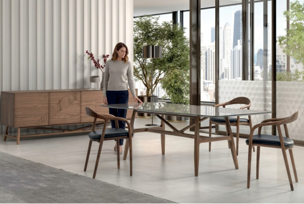 Modernen 6tlg Esszimmer Set Tisch 4x Stühle mit Anrichte Essgarnitur Gruppe