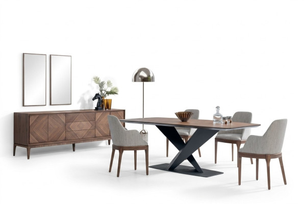 Luxus Set Für Esszimmer 5tlg Tisch 4x Stuhle mit Anrichte Tische Holz