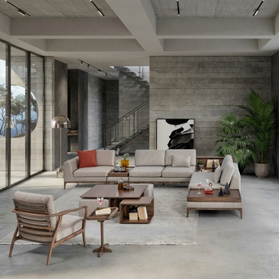 Wohnzimmer Ecksofa L-form Holz Eckgarnitur Sofa Couchen Luxus Möbel
