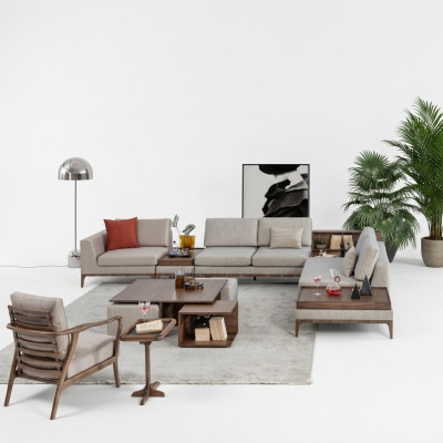 Wohnzimmer Ecksofa L-form Holz Eckgarnitur Sofa Couchen Luxus Möbel