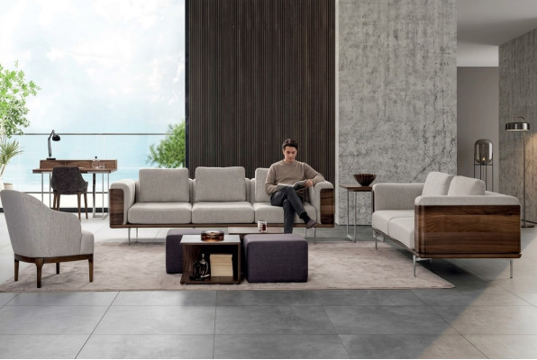 Wohnzimmer Set Luxus Modernen Designen  2x Sofas mit Sessel Sofagarnitur