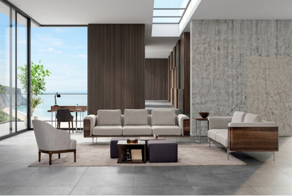 Wohnzimmer Set Luxus Modernen Designen  2x Sofas mit Sessel Sofagarnitur