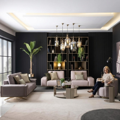 Luxus Sofagarnitur 3+3+1 Sitz Couchen Set Möbel Einrichtung Sitzpolster