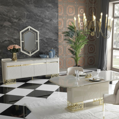 Luxus Esszimmer Set Esstisch mit 4x Lehnstuhl Essgruppe Essgarnitur Stuhlgruppe