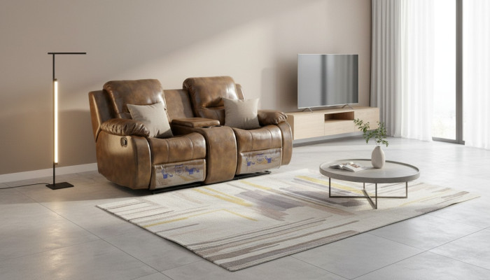 Zweisitzer Sofa Moderne Wohnzimmer Couch Braun Designer Polstersofas