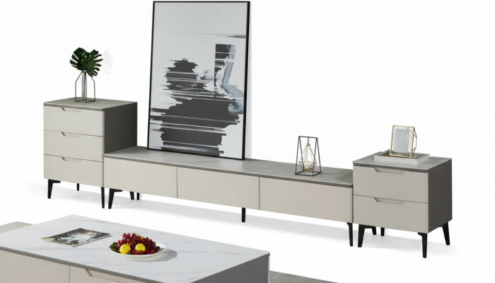 Wohnwand TV Ständer RTV Lowboard Luxus Holz Modern Grau Wohnzimmer