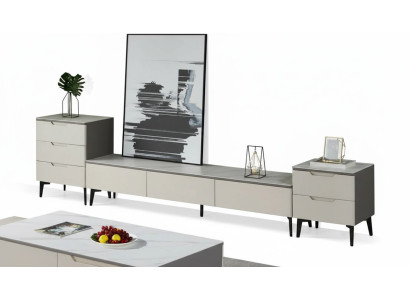 Wohnwand TV Ständer RTV Lowboard Luxus Holz Modern Grau Wohnzimmer