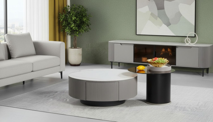 Runder Set 2x Couchtische Kaffeetisch Beistelltisch Design Wohnzimmer