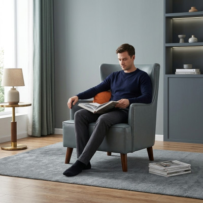 Design Ohrensessel Kunstleder Couch Sofa Polster Einsitzer Sessel Neu