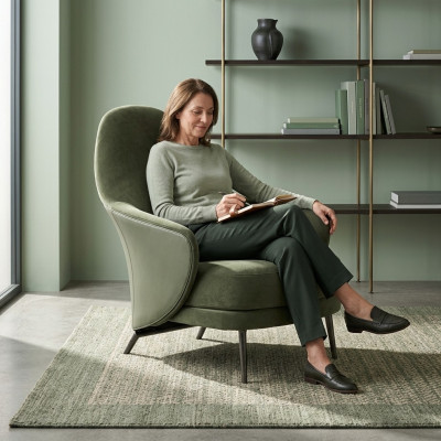 Luxus Sessel gepolsterter Sessel Chaiselongue Wohnzimmer Esszimmer Grün