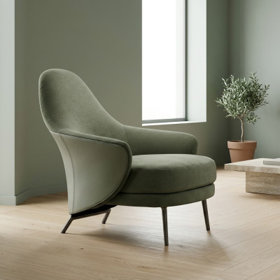 Luxus Sessel gepolsterter Sessel Chaiselongue Wohnzimmer Esszimmer Grün