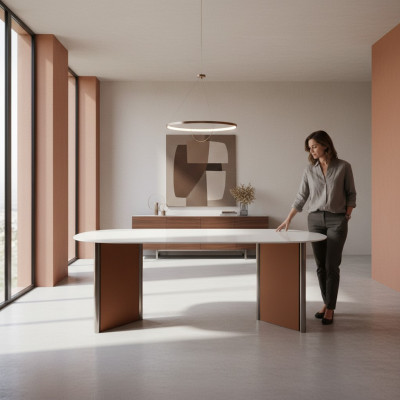Luxus Modern Esstisch Esszimmer Stil Moderne Möbel Ovale Tische holz