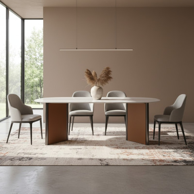 Luxus Modern Esstisch Esszimmer Stil Moderne Möbel Ovale Tische holz