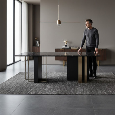 Schwarzer Designer Esstisch Esszimmer Möbel Tisch Luxus Holztische 240x100
