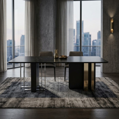 Schwarzer Designer Esstisch Esszimmer Möbel Tisch Luxus Holztische 240x100