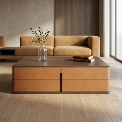 Wohnzimmer Couchtisch Orange Luxus Material Holz Stil Moderne Tische