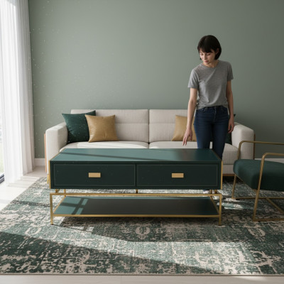 Wohnzimmer Couchtisch Luxus Design Stil Modern Couchtische Holz Grün