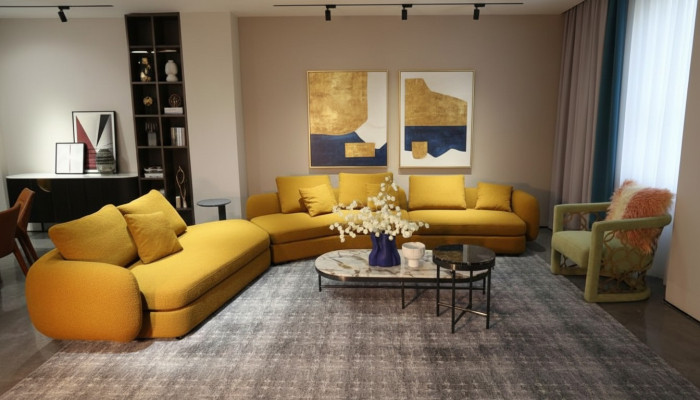 Wohnzimmer Luxus Möbel Ecksofa L Form Couch Design Polsterung Textil