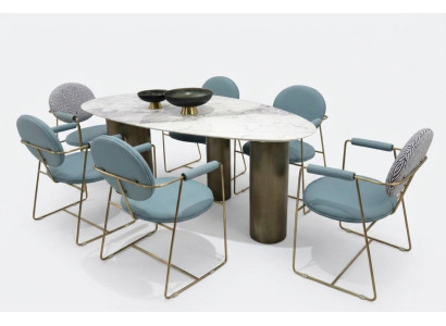 Esszimmer Designer Ovaler Esstisch weiß Luxus Edelstahl Tische Tisch