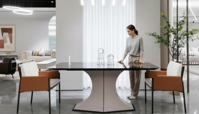 Esstisch aus Naturholz stilvoller Esstisch weißer Tisch im modernen Stil
