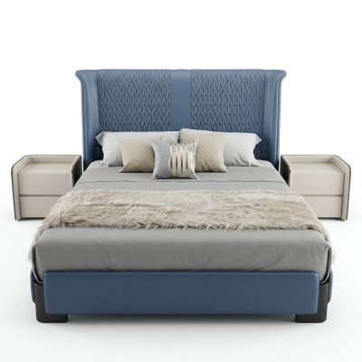 Schlafzimmer Set Bett 2x Nachttisch 3 tlg. Design Modern Luxus Betten Gruppe Neu