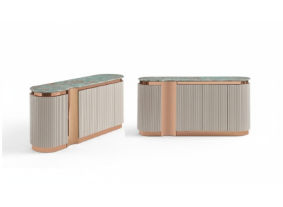 Stilvolle Sideboard Kommode Anrichte Spiegel Holz Esszimmer Schränke Set beige