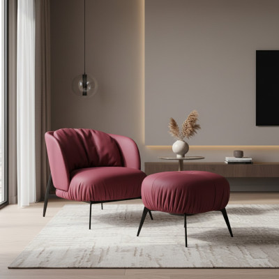 Sessel Hocker Wohnzimmer Design Modern Set Garnitur Polster Relax 2tlg.