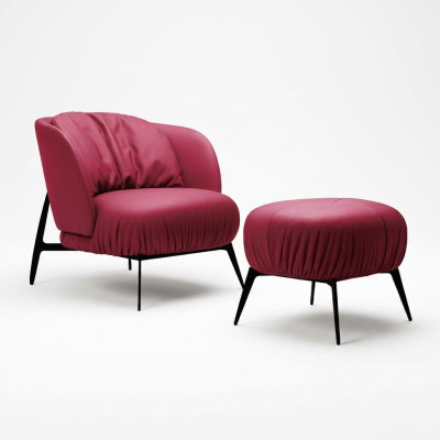 Sessel Hocker Wohnzimmer Design Modern Set Garnitur Polster Relax 2tlg.