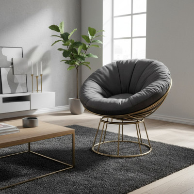 Sessel Sitzer Design Wohnzimmer Polster Holz Polster Moderne Luxus Grau