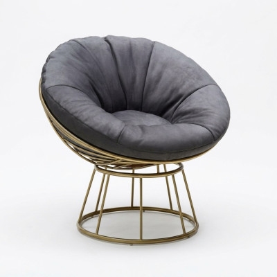 Sessel Sitzer Design Wohnzimmer Polster Holz Polster Moderne Luxus Grau