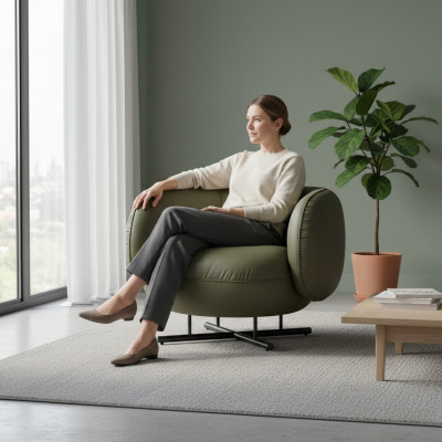 Sessel 1 Sitzer Kunstleder Lounge Luxus Polster Einsitzer Design Grau