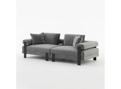 Luxus 2 Sitzer Couch Italienischer Stil Sofa Polyester Grau Wohnzimmer