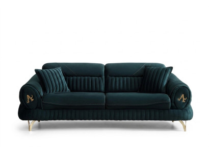Grün Dreisitzer Luxus Couch Modernes Holz Design Wohnzimmermöbel neu