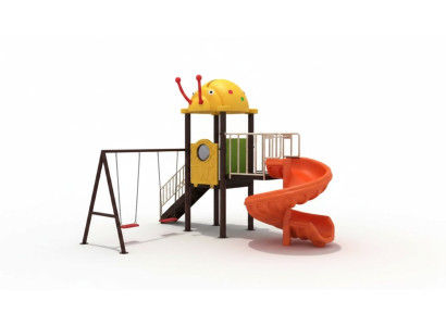 Kinderspielplatz mit Rutschen und Schaukeln Unterhaltung für Kinder