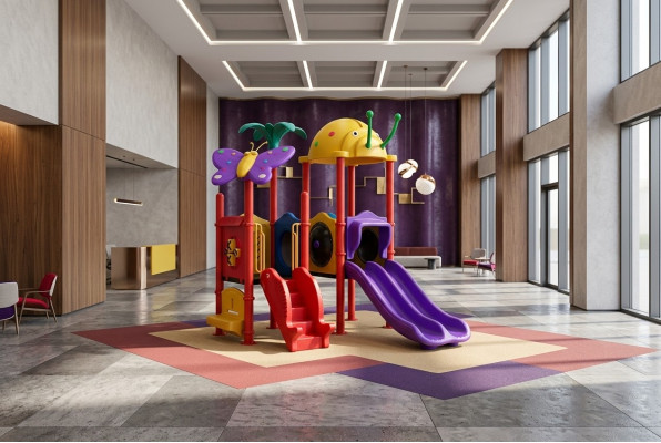 Kinderbereich mit Rutschen Unterhaltung für Kinder Garten Spielplätze