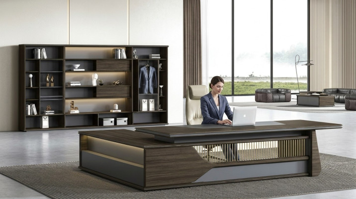 Eckschreibtisch Büro Einrichtung Chef Zimmer Möbel Design Schreibtisch