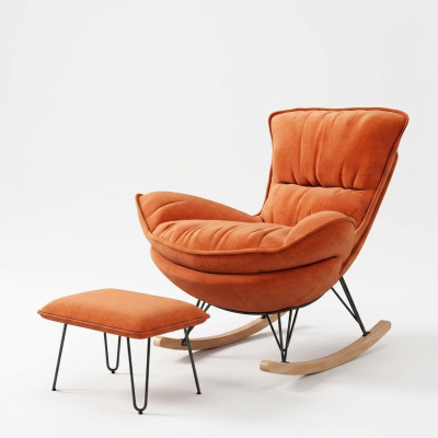 Sessel Design Relax Orange Textil Wohnzimmer Polster Luxus Einsitzer