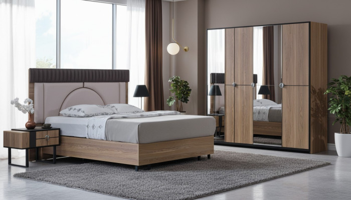 Schlafzimmer Set Luxus Komplettes Bett +2x Nachttische 3tlg. Modern Set Neu