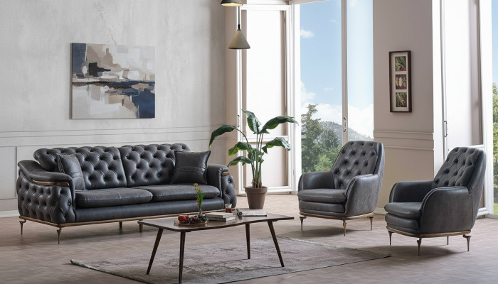 Stilvolles Chesterfield Wohnzimmer Set Sofagarnitur 3+1+1 sitzer Couch