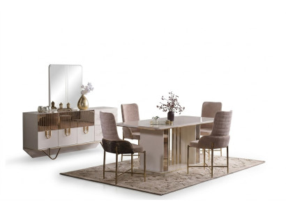 Design Esszimmer Komplett Esstisch + 6x Stühle+Sideboard Möbel Holztisch Neu