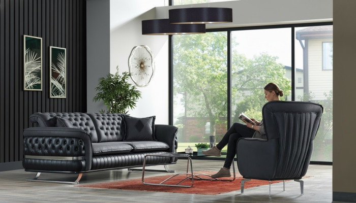 Sofagarnitur 3+1 Sitzer Sessel Garnitur Chesterfield Relax Sessel Möbel Neu