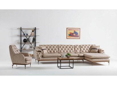 Luxus Wohnzimmer Set Sessel Ecksofa L Form Modern Set Chesterfield Komplett
