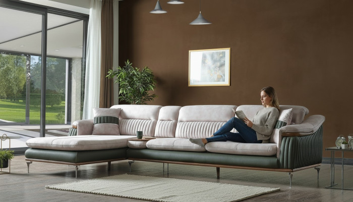 Wohnlandschaft Ecksofa L-Form Couch Sitz Polster Sofa Luxus Möbel Sofas modern
