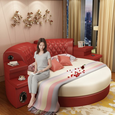 Rundes Bett Rund Betten Multifunktion Hotel Polster Led Regal Neu