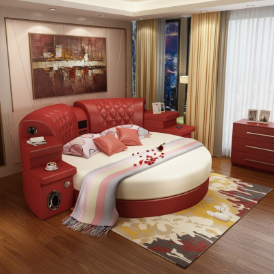 Rundes Bett Rund Betten Multifunktion Hotel Polster Led Regal Neu