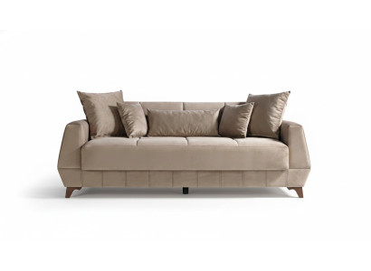 Design Sofa Dreisitzer Beige Couch Möbel Textil Stoff 3 Sitzer Couchen Sofas