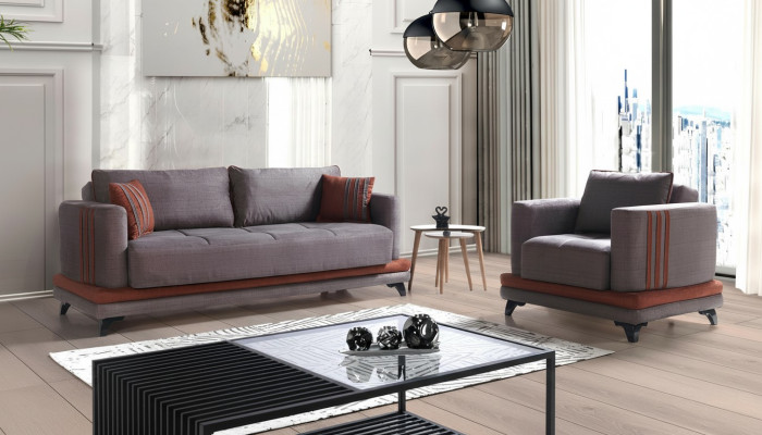 Sofagarnitur 3+1 Sitzer Textil Holz Sofa 3 Sitzer Modern Sessel Komplett Set Neu Eu